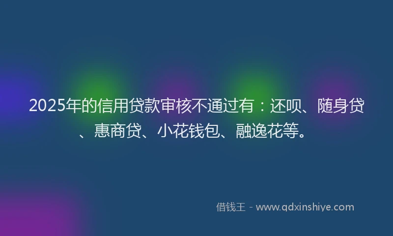 2025年的信用贷款审核不通过有：还呗、随身贷、惠商贷、小花钱包、融逸花等。