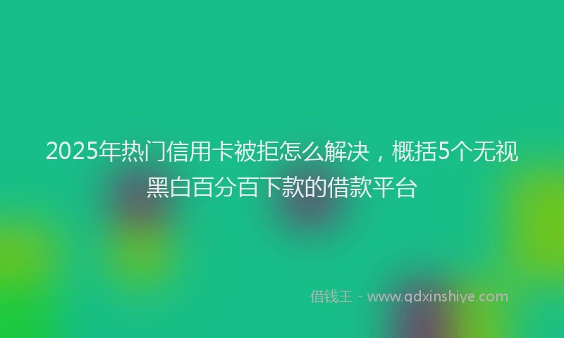 2025年热门信用卡被拒怎么解决，概括5个无视黑白百分百下款的借款平台