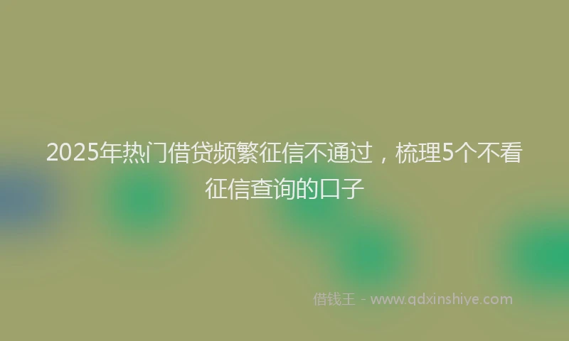 2025年热门借贷频繁征信不通过，梳理5个不看征信查询的口子