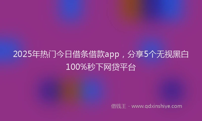 2025年热门今日借条借款app，分享5个无视黑白100%秒下网贷平台