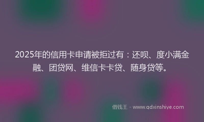 2025年的信用卡申请被拒过有：还呗、度小满金融、团贷网、维信卡卡贷、随身贷等。