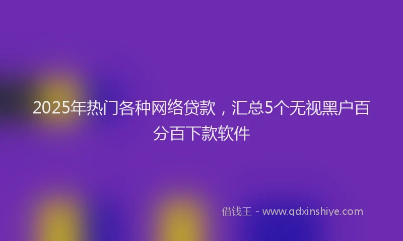 2025年热门各种网络贷款，汇总5个无视黑户百分百下款软件