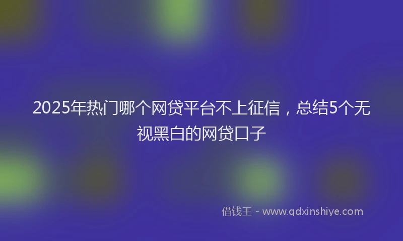 2025年热门哪个网贷平台不上征信，总结5个无视黑白的网贷口子