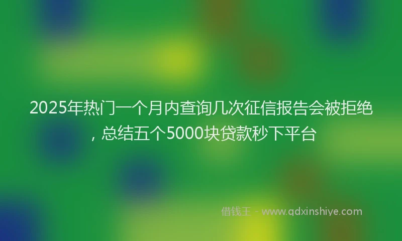 2025年热门一个月内查询几次征信报告会被拒绝，总结五个5000块贷款秒下平台