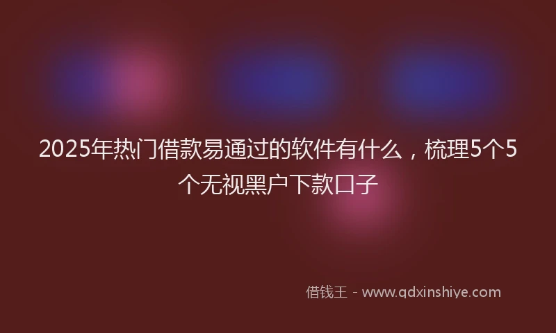 2025年热门借款易通过的软件有什么，梳理5个5个无视黑户下款口子