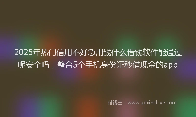 2025年热门信用不好急用钱什么借钱软件能通过呢安全吗，整合5个手机身份证秒借现金的app