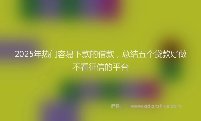 2025年热门容易下款的借款,总结五个贷款好做不看征信的平台
