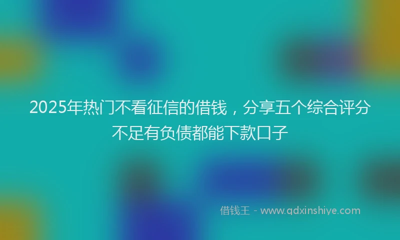 2025年热门不看征信的借钱，分享五个综合评分不足有负债都能下款口子