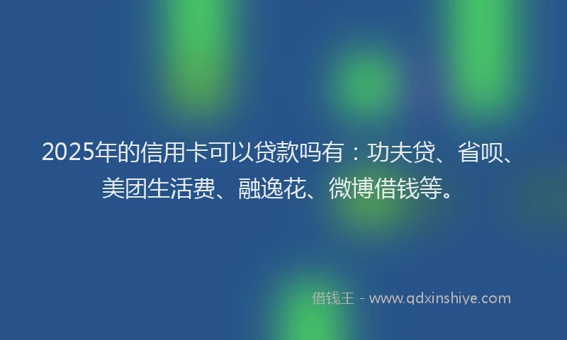 2025年的信用卡可以贷款吗有：功夫贷、省呗、美团生活费、融逸花、微博借钱等。