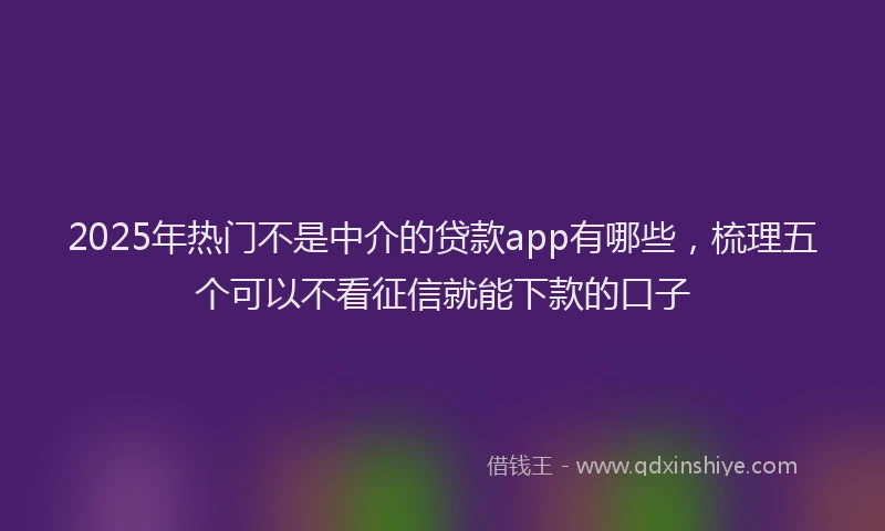 2025年热门不是中介的贷款app有哪些，梳理五个可以不看征信就能下款的口子