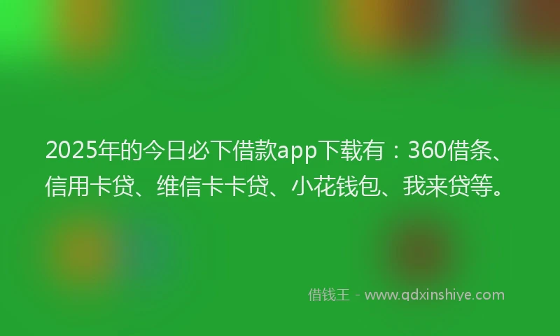 2025年的今日必下借款app下载有：360借条、信用卡贷、维信卡卡贷、小花钱包、我来贷等。