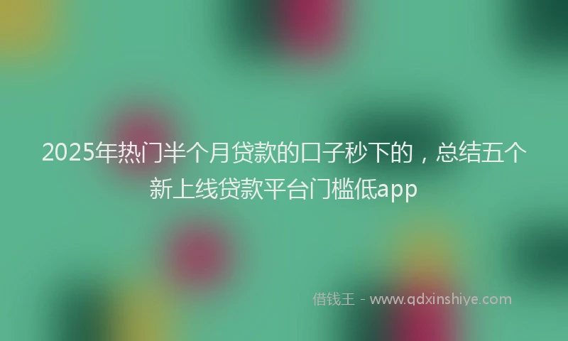 2025年热门半个月贷款的口子秒下的，总结五个新上线贷款平台门槛低app