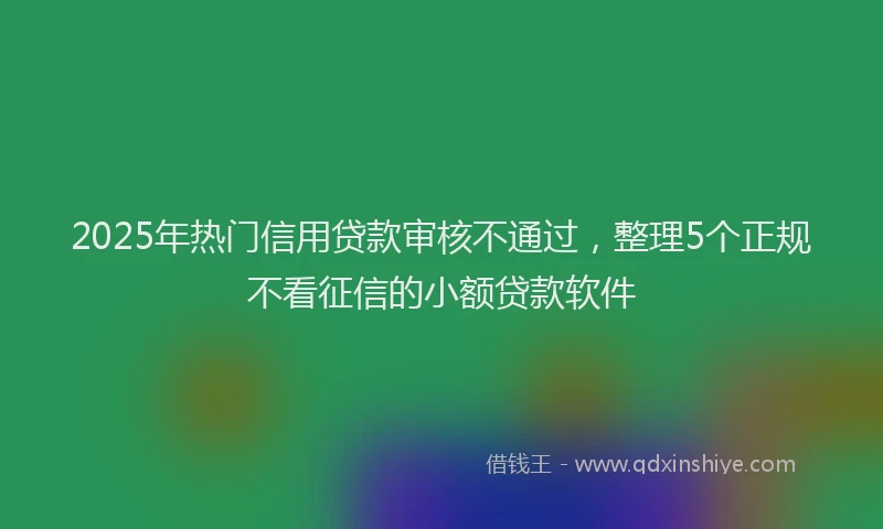 2025年热门信用贷款审核不通过，整理5个正规不看征信的小额贷款软件