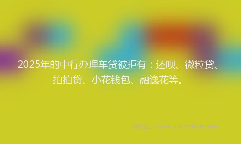 2025年的中行办理车贷被拒有：还呗、微粒贷、拍拍贷、小花钱包、融逸花等。