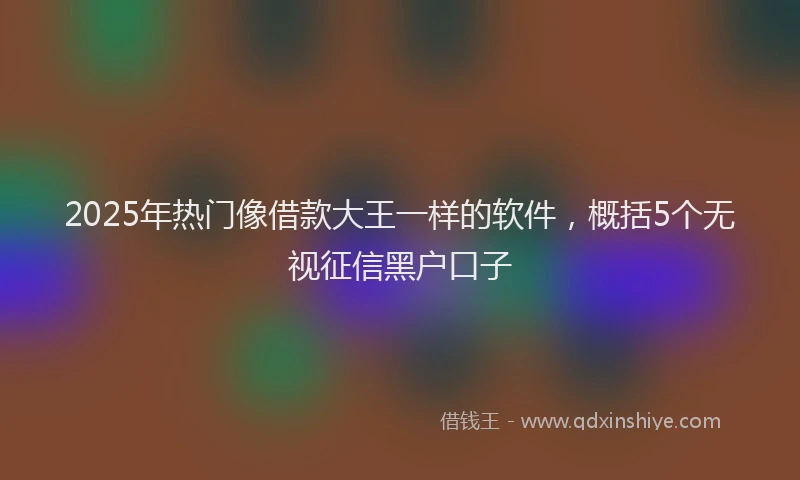 2025年热门像借款大王一样的软件，概括5个无视征信黑户口子