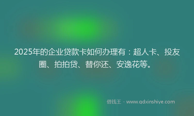 2025年的企业贷款卡如何办理有：超人卡、投友圈、拍拍贷、替你还、安逸花等。