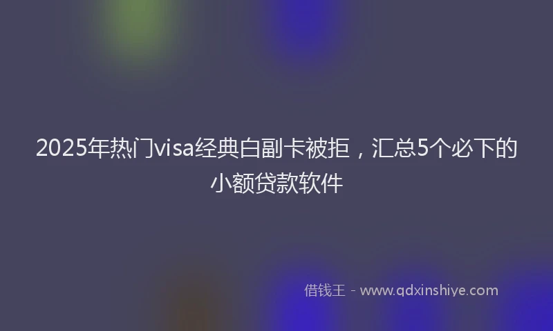 2025年热门visa经典白副卡被拒，汇总5个必下的小额贷款软件