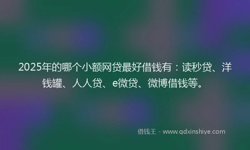 2025年的哪个小额网贷最好借钱有：读秒贷、洋钱罐、人人贷、e微贷、微博借钱等。