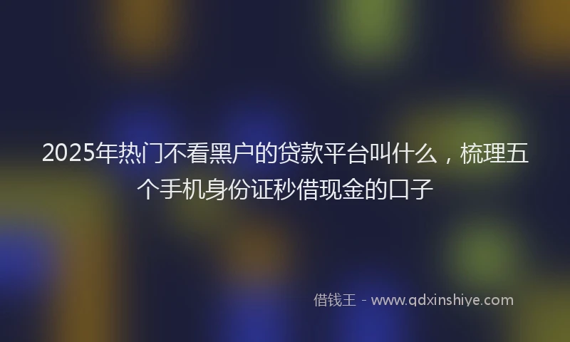 2025年热门不看黑户的贷款平台叫什么，梳理五个手机身份证秒借现金的口子