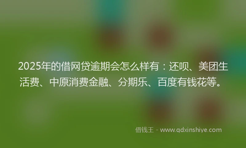 2025年的借网贷逾期会怎么样有：还呗、美团生活费、中原消费金融、分期乐、百度有钱花等。