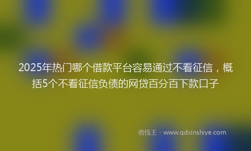 2025年热门哪个借款平台容易通过不看征信，概括5个不看征信负债的网贷百分百下款口子