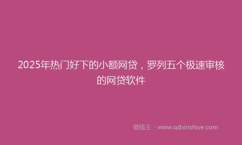2025年热门好下的小额网贷，罗列五个极速审核的网贷软件