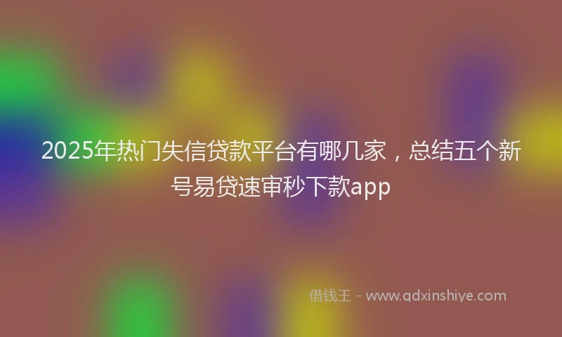 2025年热门失信贷款平台有哪几家，总结五个新号易贷速审秒下款app