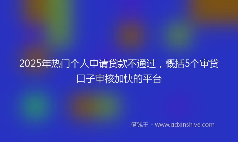 2025年热门个人申请贷款不通过，概括5个审贷口子审核加快的平台
