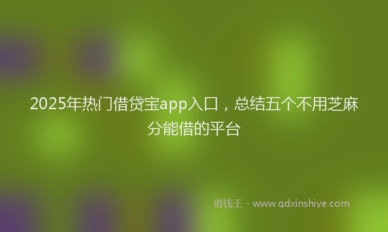 2025年热门借贷宝app入口，总结五个不用芝麻分能借的平台