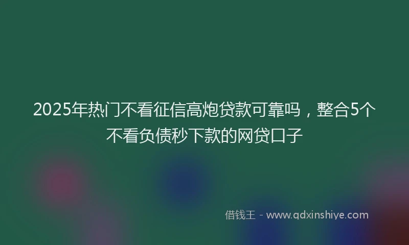 2025年热门不看征信高炮贷款可靠吗，整合5个不看负债秒下款的网贷口子