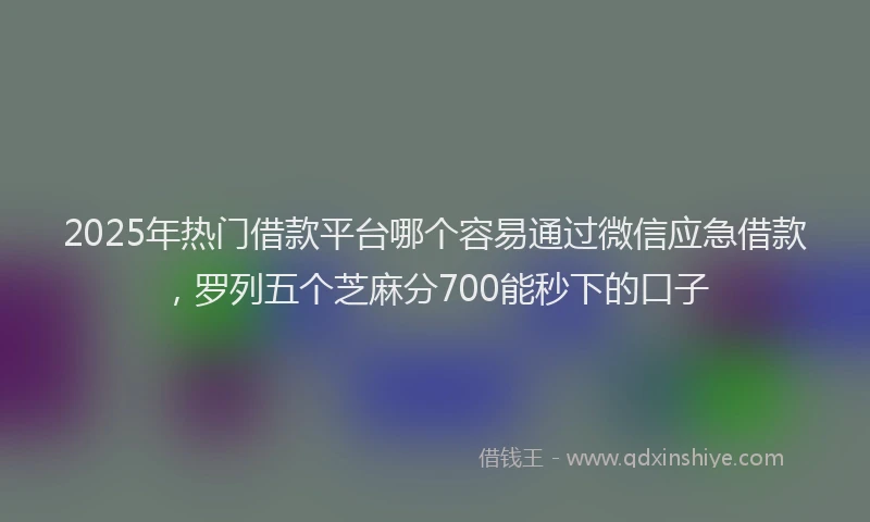 2025年热门借款平台哪个容易通过微信应急借款，罗列五个芝麻分700能秒下的口子