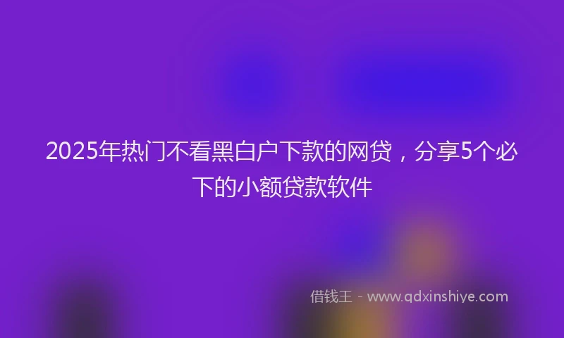 2025年热门不看黑白户下款的网贷，分享5个必下的小额贷款软件
