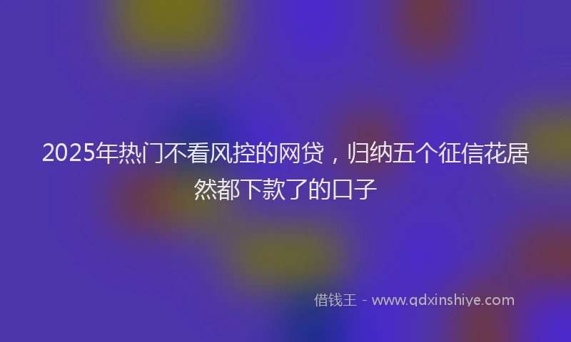2025年热门不看风控的网贷，归纳五个征信花居然都下款了的口子