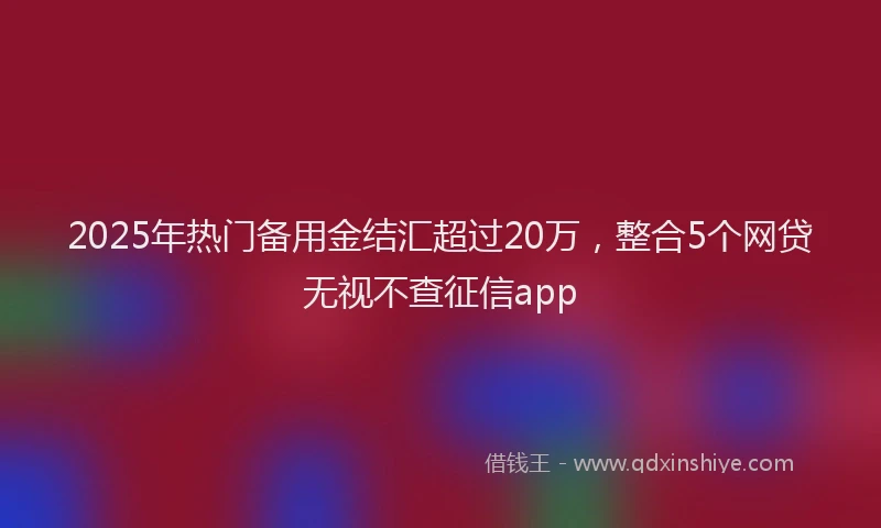 2025年热门备用金结汇超过20万，整合5个网贷无视不查征信app