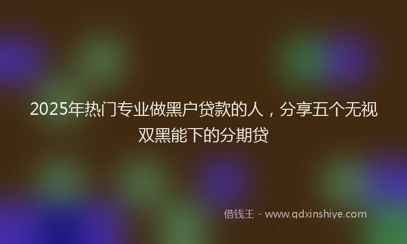 2025年热门专业做黑户贷款的人，分享五个无视双黑能下的分期贷
