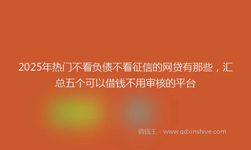 2025年热门不看负债不看征信的网贷有那些，汇总五个可以借钱不用审核的平台