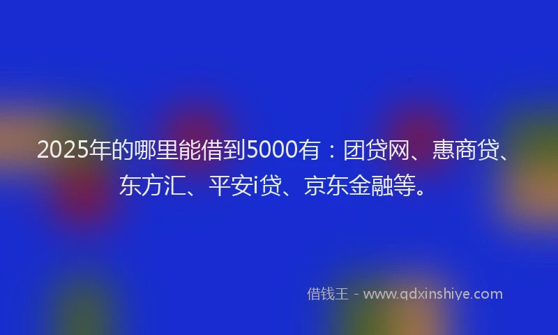 2025年的哪里能借到5000有：团贷网、惠商贷、东方汇、平安i贷、京东金融等。