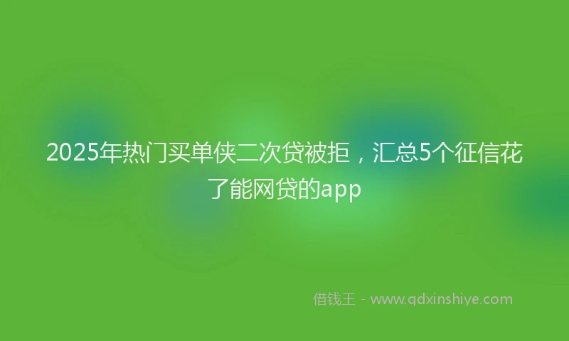2025年热门买单侠二次贷被拒，汇总5个征信花了能网贷的app