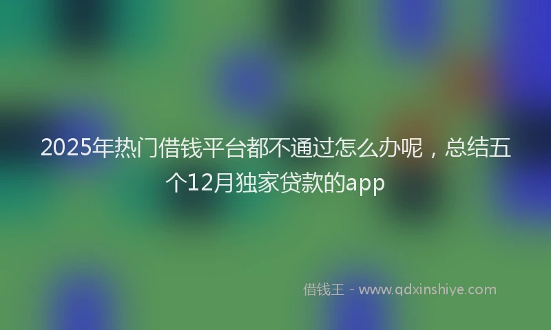 2025年热门借钱平台都不通过怎么办呢，总结五个12月独家贷款的app