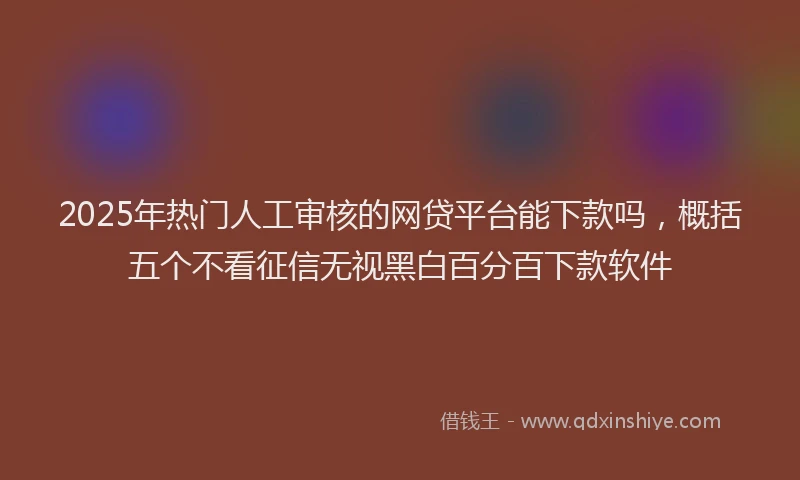2025年热门人工审核的网贷平台能下款吗，概括五个不看征信无视黑白百分百下款软件
