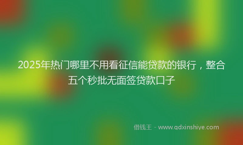 2025年热门哪里不用看征信能贷款的银行，整合五个秒批无面签贷款口子