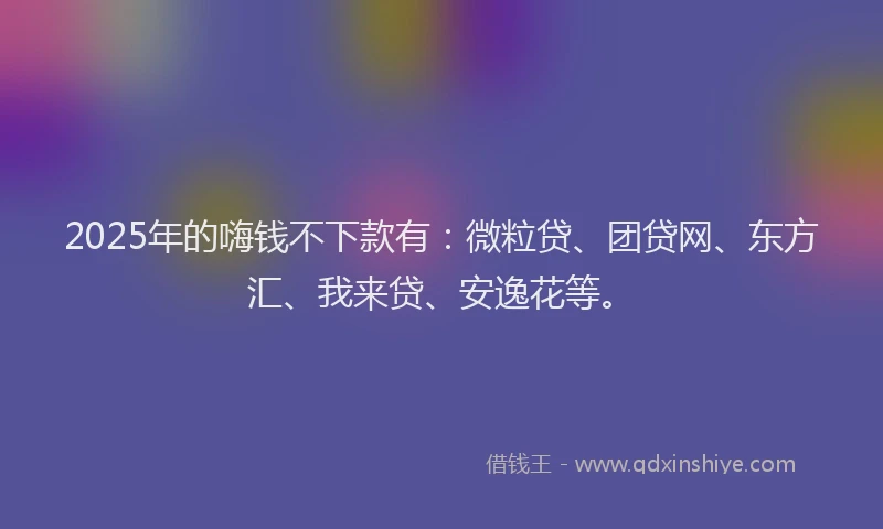 2025年的嗨钱不下款有：微粒贷、团贷网、东方汇、我来贷、安逸花等。