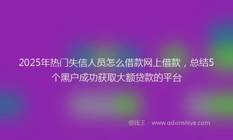 2025年热门失信人员怎么借款网上借款，总结5个黑户成功获取大额贷款的平台