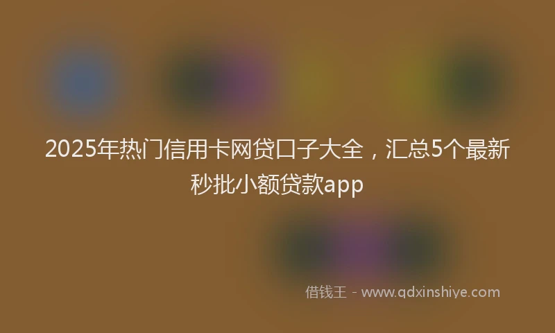 2025年热门信用卡网贷口子大全，汇总5个最新秒批小额贷款app