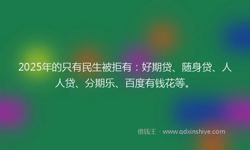 2025年的只有民生被拒有：好期贷、随身贷、人人贷、分期乐、百度有钱花等。