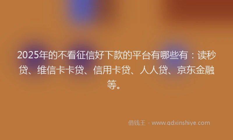 2025年的不看征信好下款的平台有哪些有：读秒贷、维信卡卡贷、信用卡贷、人人贷、京东金融等。