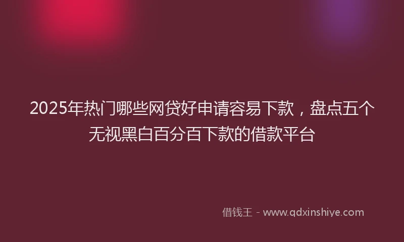 2025年热门哪些网贷好申请容易下款，盘点五个无视黑白百分百下款的借款平台