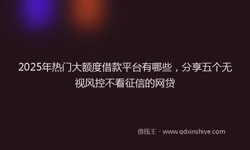 2025年热门大额度借款平台有哪些，分享五个无视风控不看征信的网贷
