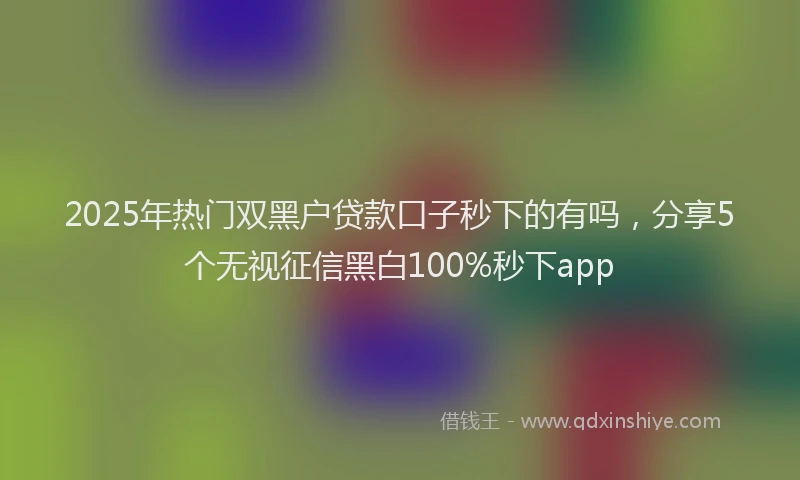 2025年热门双黑户贷款口子秒下的有吗，分享5个无视征信黑白100%秒下app