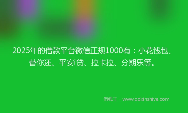2025年的借款平台微信正规1000有：小花钱包、替你还、平安i贷、拉卡拉、分期乐等。